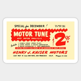 MOTOR TUNE-UP - 1950s advert Sticker